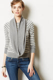 Anthropologie Change Of The Moon Gray Striped Pointelle Cowlneck Sweater Size XS - Designer-Find Warehouse - 2