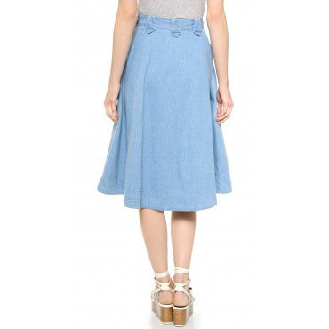 Levis Womens Vintage Sky Blue Casual A-Line Knee Length Skirt Size 10 - Designer-Find Warehouse - 2