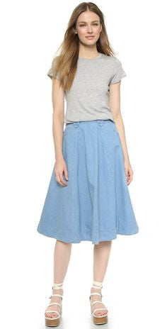Levis Womens Vintage Sky Blue Casual A-Line Knee Length Skirt Size 10 - Designer-Find Warehouse - 1