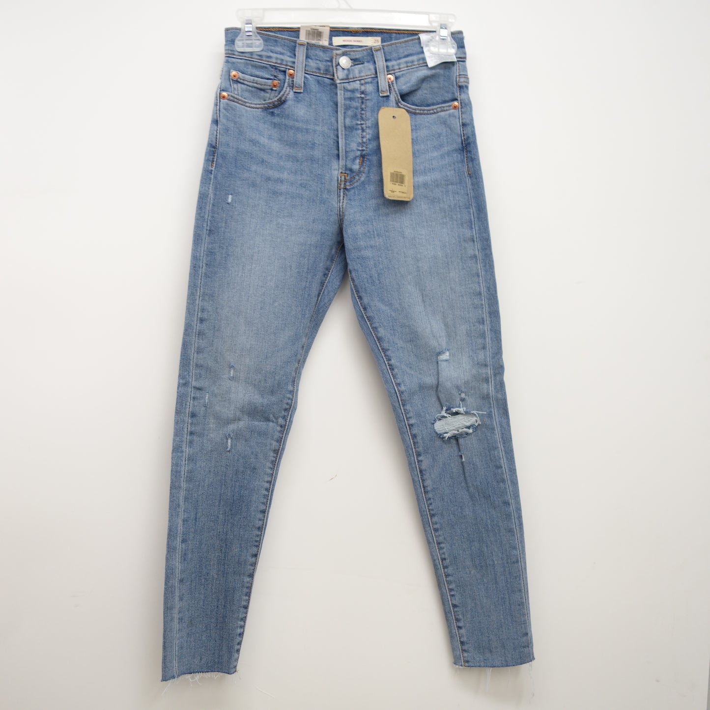 Levi's Wedgie Skinny Light Blue Ripped Denim Slim Skinny Denim Jeans Size 0M / 25 x 27