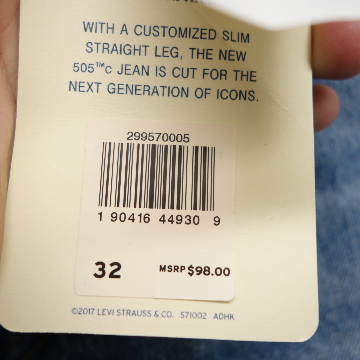 Levi's Womens 505 Cropped Orange Tab Straight Leg Denim Jeans Size 14M / 32