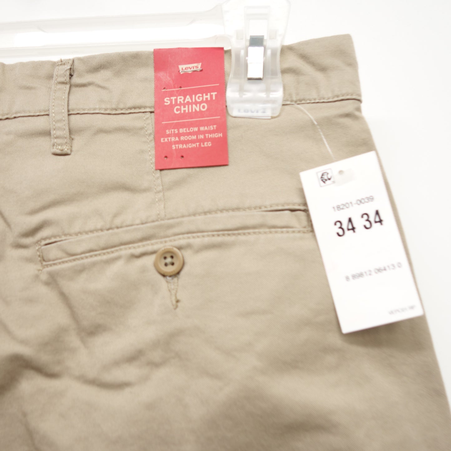Levi's Mens Straight Stretch Light Khaki Twill Chino Dress Pants Size 34 x 34