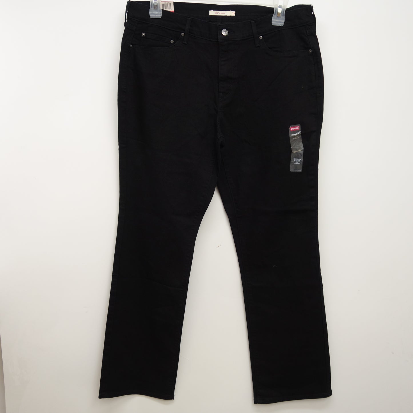 Levi's Womens 505 0120 Black Wash Straight Leg Denim Jeans Size 16M / 33 x 32
