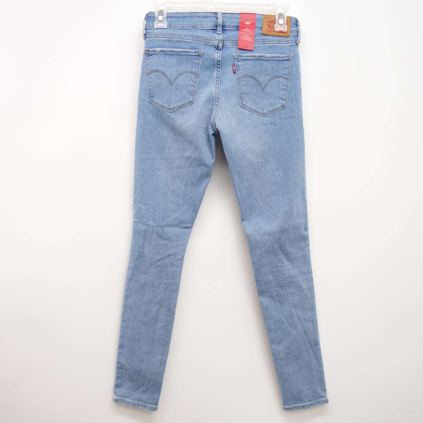 Levi's 711 0261 Womens Light Blue Ripped Knees Skinny Jeans Size 2M / 26 x 30