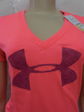 Under Armour Womens Pink Heatgear Semi Fitted V-Neck Tee T-Shirt Size S - Designer-Find Warehouse - 2
