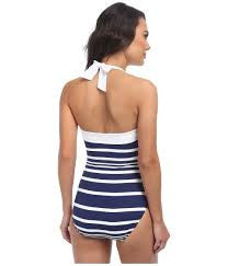 Ralph Lauren Womens Navy Kaylee Stripe Bandeau Mio One Piece Swimsuit Size 10 - Designer-Find Warehouse - 2