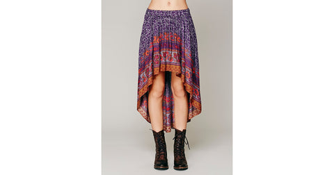 Intimately Free People Purple Border Print High Low Skirt Size Small - Designer-Find Warehouse - 1