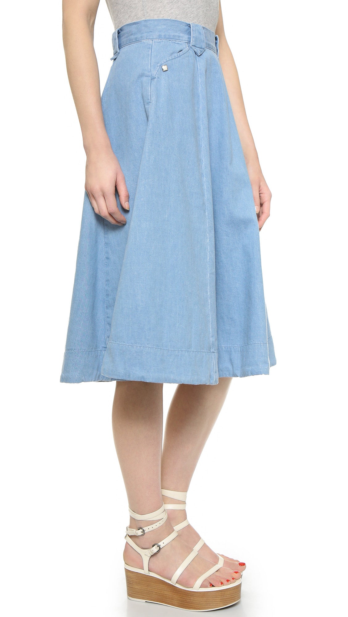 Levis Womens Vintage Sky Blue Casual A-Line Knee Length Skirt Size 10 - Designer-Find Warehouse - 3
