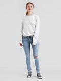 Levi's 711 0261 Womens Light Blue Ripped Knees Skinny Jeans Size 2M / 26 x 30