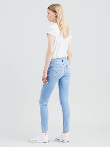 Levi's 711 0325 Womens Light Blue Ripped Knees Skinny Jeans Size 4M / 27 x 30