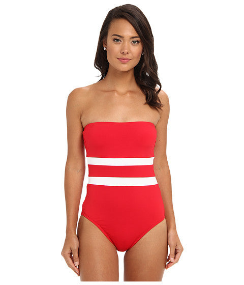 Lauren Ralph Lauren Striped One Piece Halter Swimsuit Size 8 - Designer-Find Warehouse