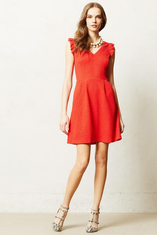 Anthropologie Red Teahouse Dress By Tabitha Size 10 - Designer-Find Warehouse - 1