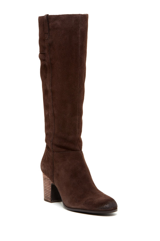 Tesori Bianca Brown Suede Knee High Dress Boots Size 12 - Designer-Find Warehouse - 1