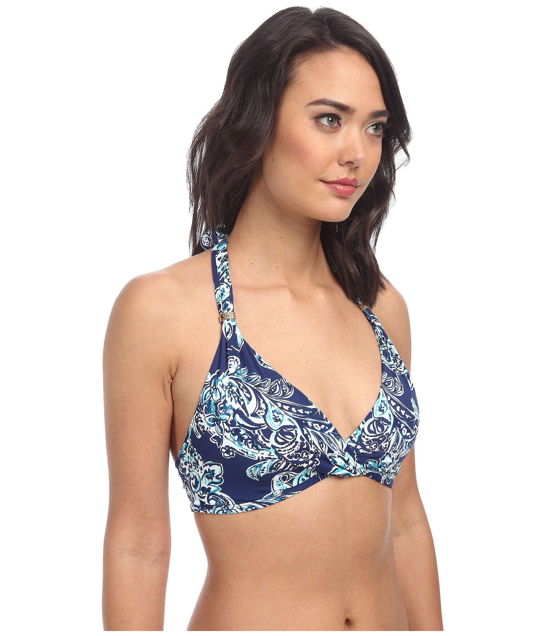 Lauren By Ralph Lauren Womens Lagauna Deauville Paisley Twist Molded Cup Halter Bikini Top Size 8 - Designer-Find Warehouse - 2