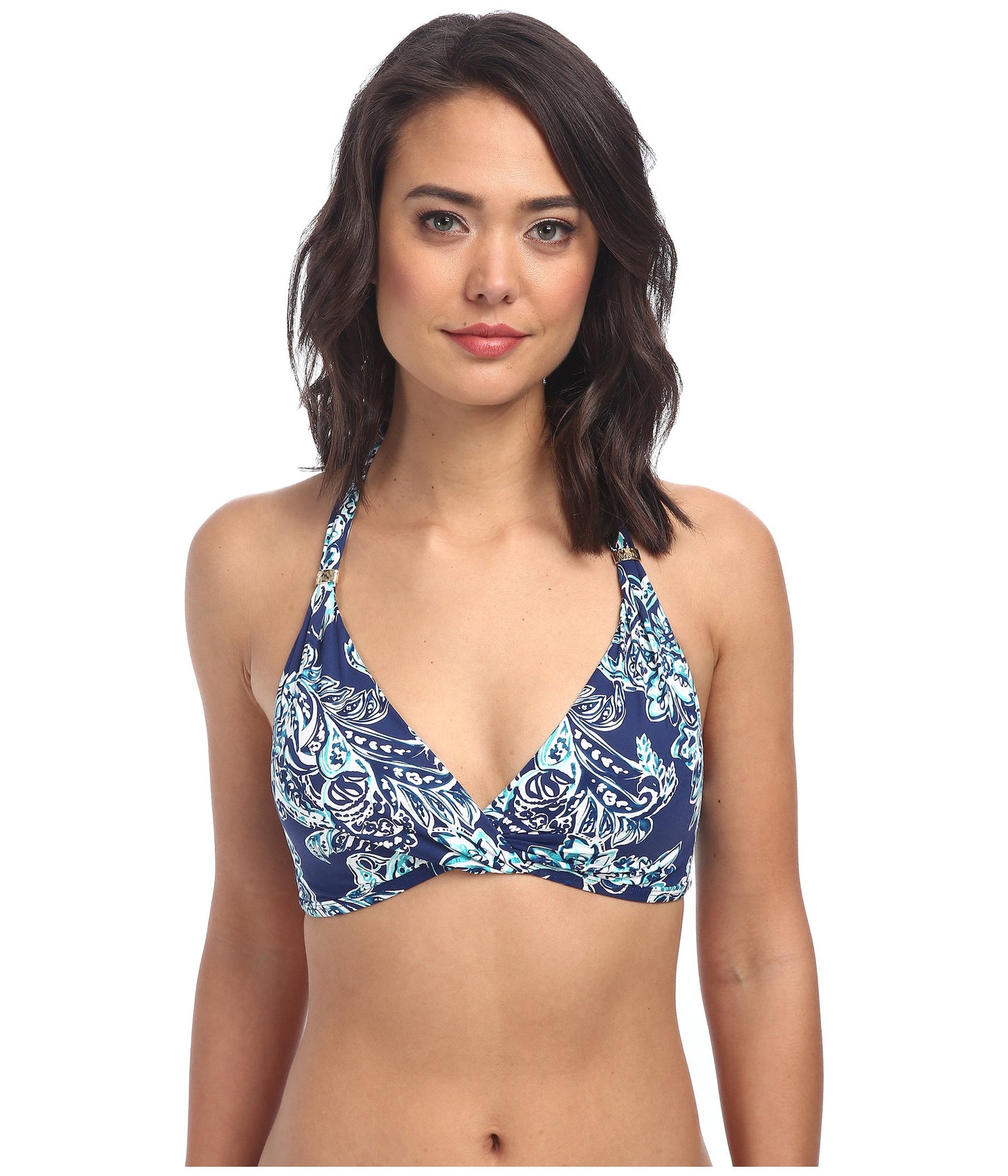 Lauren By Ralph Lauren Womens Lagauna Deauville Paisley Twist Molded Cup Halter Bikini Top Size 8 - Designer-Find Warehouse - 1