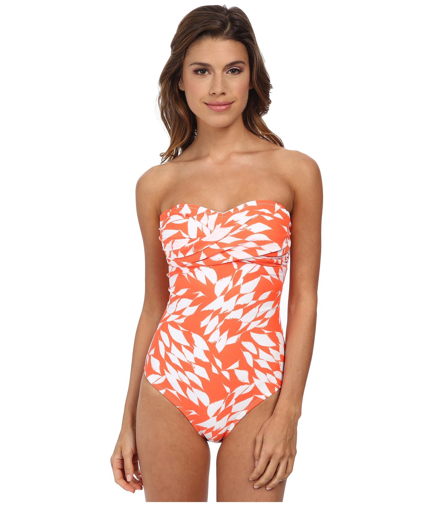 Shoshanna Womens Orange White Halter Twist One-Piece Swimsuit Size 10 - Designer-Find Warehouse - 2