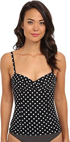 DKNY Womens Black Lets Hear It For The Dots Lingerie Tankini Top Size M - Designer-Find Warehouse - 1