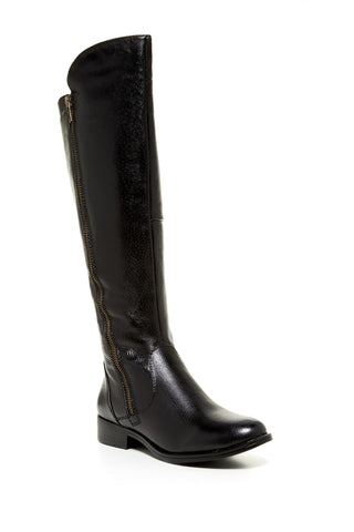 Steve Madden Black Leather Shandi Tall Riding Boots Size 6 - Designer-Find Warehouse - 1