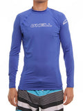 O'Neill Mens Blue L/S Basic Crew Rashguard In Pacific Size Large - Designer-Find Warehouse - 1