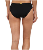 Lauren By Ralph Lauren Black Laguna Solids Hipster with Logo Plate Bikini Bottoms Size 6 - Designer-Find Warehouse - 2