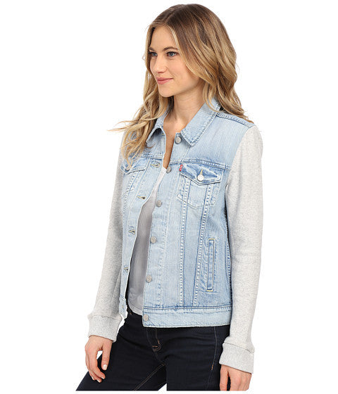 Levi's Womens Boyfriend Fleece Hybrid Trucker Jean Jacket Size Small - Designer-Find Warehouse - 2