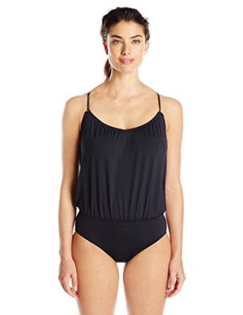 Vince Camuto Womens Black Collins Luxe Blouson One Piece Swimsuit Size 14 - Designer-Find Warehouse - 1
