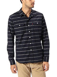 Levi's Mens Navy Striped Classic Flap Pocket Chest Casual Shirt Size Small - Designer-Find Warehouse