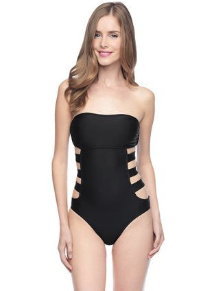 Ella Moss Swimwear Womens Black EM23505 Strappy Cut Out One Piece Swimsuit Size M - Designer-Find Warehouse - 1