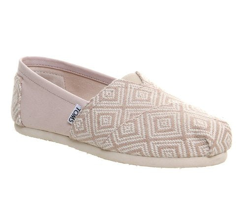 TOMS Womens Diamond Woven Whisper Beige Canvas Slip-On Shoes Size 6.5 - Designer-Find Warehouse - 1