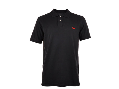 Levi's Mens Black Pique Knit Logo Embroidered Classic Polo Shirt Size Small - Designer-Find Warehouse