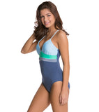 Splendid Womens Blues Too Crossback One Piece Swimsuit Size Large - Designer-Find Warehouse - 2