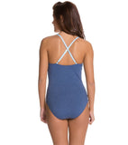 Splendid Womens Blues Too Crossback One Piece Swimsuit Size Large - Designer-Find Warehouse - 3