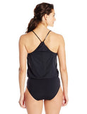 Vince Camuto Womens Black Collins Luxe Blouson One Piece Swimsuit Size 14 - Designer-Find Warehouse - 2