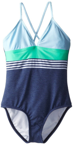 Splendid Swimwear Big Girls Youth Kids The Blues Too One Piece Striped Swimsuit Size 14 - Designer-Find Warehouse - 1