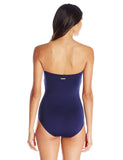 Vince Camuto Women's Navy Key West Style Pleated Bandeau One Piece Swimsuit Size 6 - Designer-Find Warehouse - 2