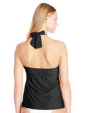 Athena Black Finesse Halter Wrap Tankini Top Swimwear Size 12 - Designer-Find Warehouse - 2