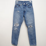 Levi's 501 0008 Blue Ripped Skinny High Rise Denim Jeans Size 00S / 24 x 28