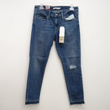 Levi's 711 0025 Womens Medium Blue Ripped Knees Skinny Jeans Size 10M / 30