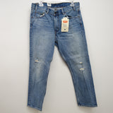 Levi's Womens 505 Cropped Orange Tab Straight Leg Denim Jeans Size 14M / 32