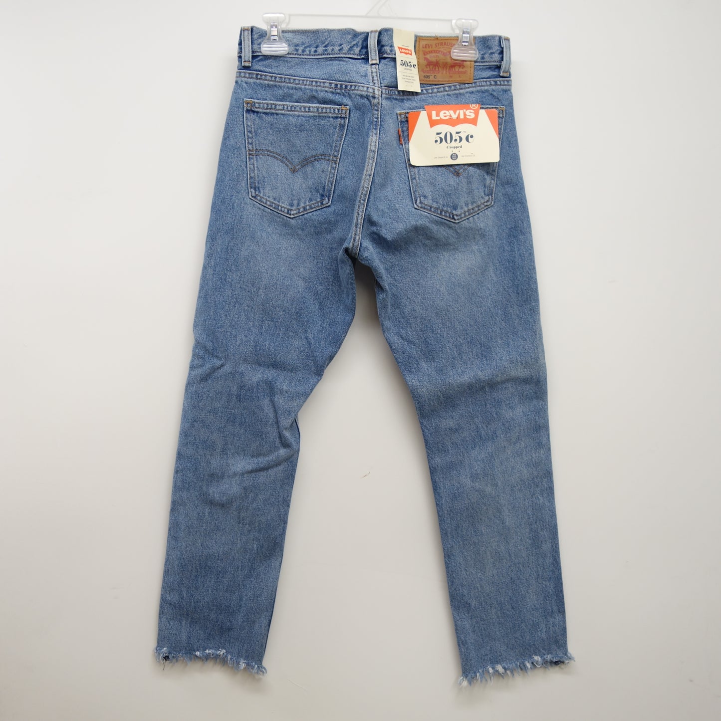 Levi's Womens 505 Cropped Orange Tab Straight Leg Denim Jeans Size 6M / 28