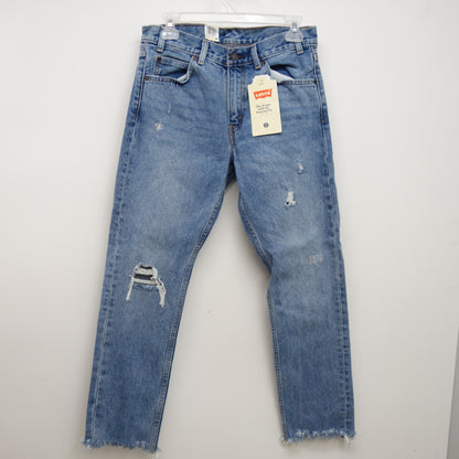 Levi's Womens 505 Cropped Orange Tab Straight Leg Denim Jeans Size 6M / 28