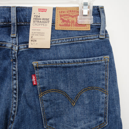 Levi's 724 0004 Womens Medium Blue High Rise Straight Denim Jeans Size 2M / 26 x 26