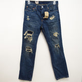 Levi's Mens 511 1929 Slim Fit Ripped Dark Blue Fashion Denim Jeans Size 32 x 30
