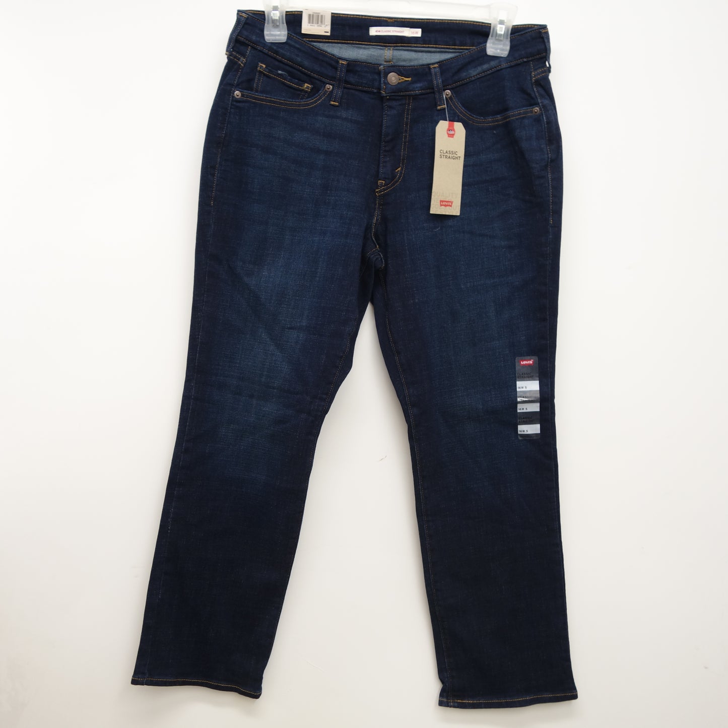 Levi's 414 Womens Classic Straight Leg Mid Rise Dark Blue Denim Jeans Size 16W / 33 x 30