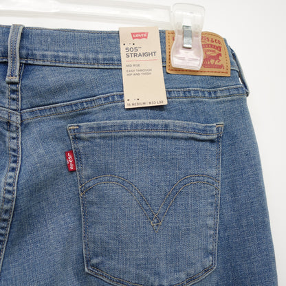 Levi's Womens 505 0147 Blue Wash Straight Leg Denim Jeans Size 16M / 33 x 32