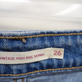 Levi's 721 0003 Womens Light Blue Wash Vintage High Rise Skinny Jean Size 2M / 26 X 32