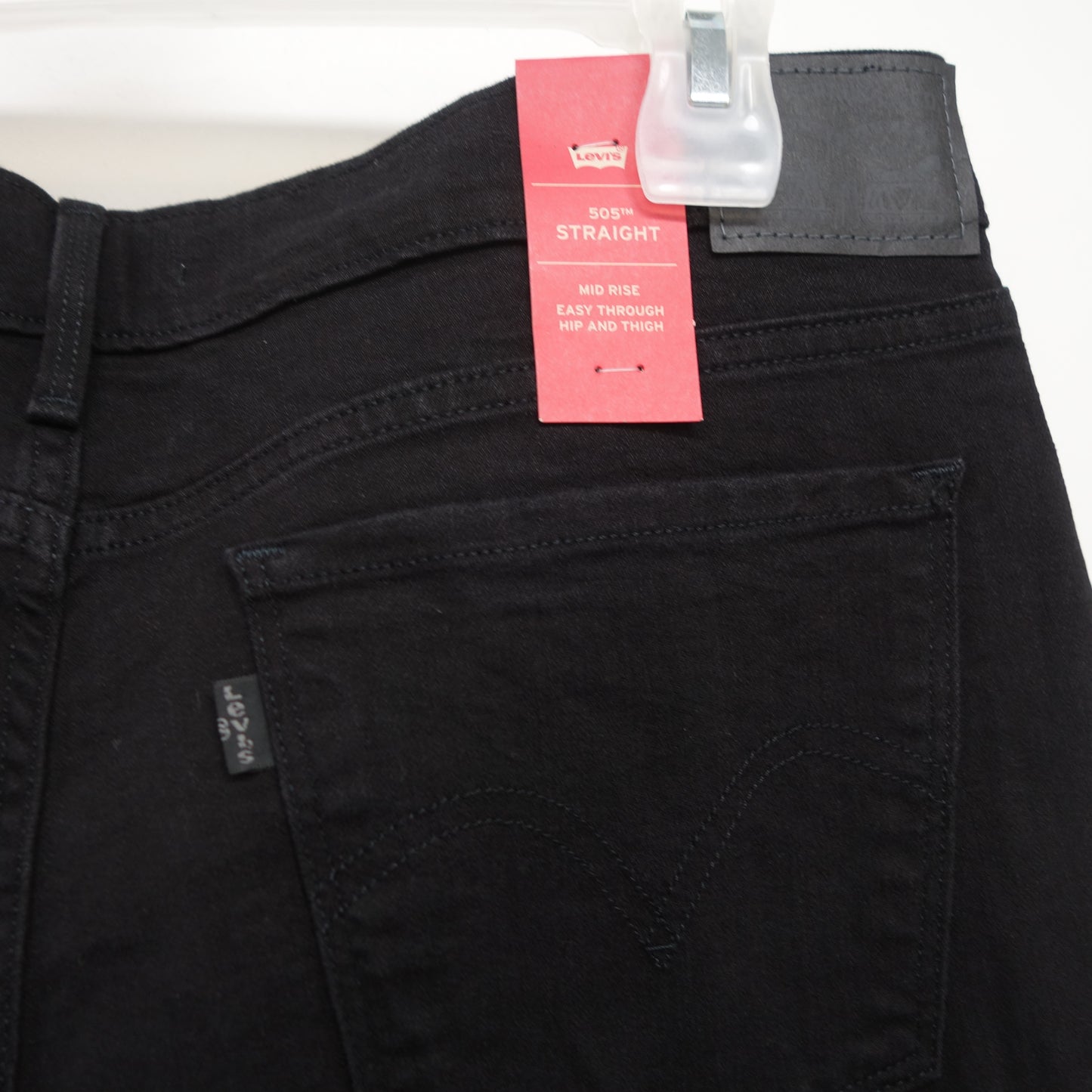 * Levi's Womens 505 0120 Black Wash Straight Leg Denim Jeans Size 16M / 33 x 32