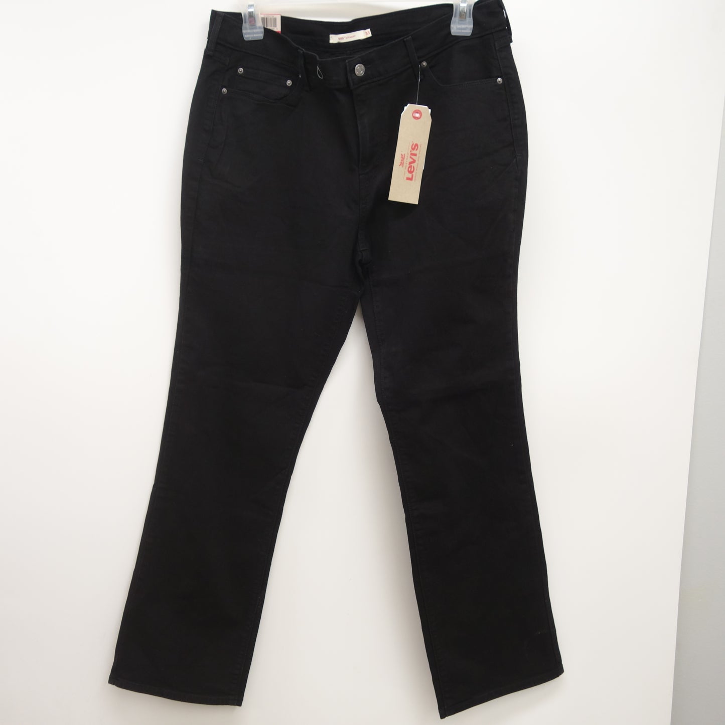 * Levi's Womens 505 0120 Black Wash Straight Leg Denim Jeans Size 16M / 33 x 32