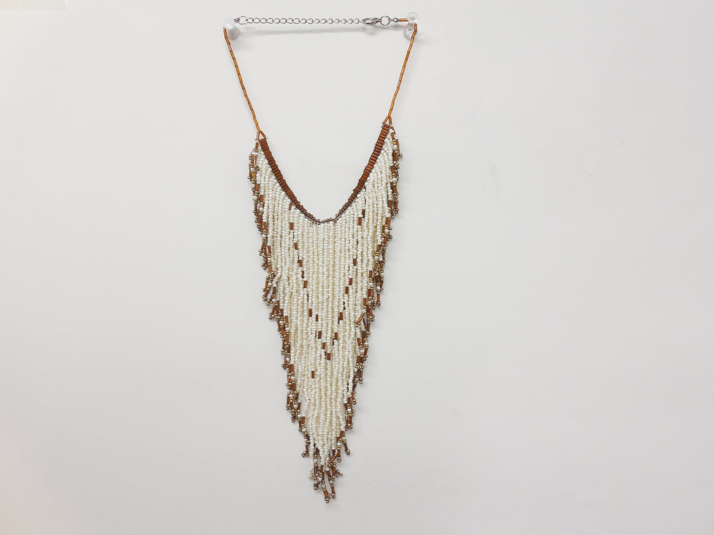 Free People Beaded Fringe Asymmetrical Bib Statement Necklace - Designer-Find Warehouse - 1