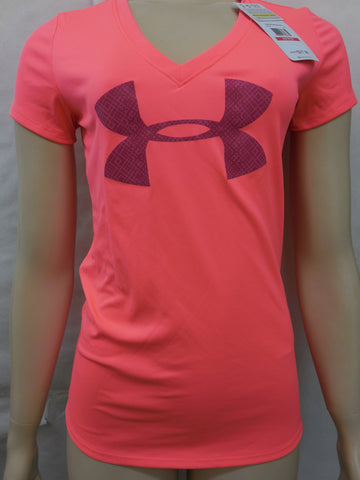 Under Armour Womens Pink Heatgear Semi Fitted V-Neck Tee T-Shirt